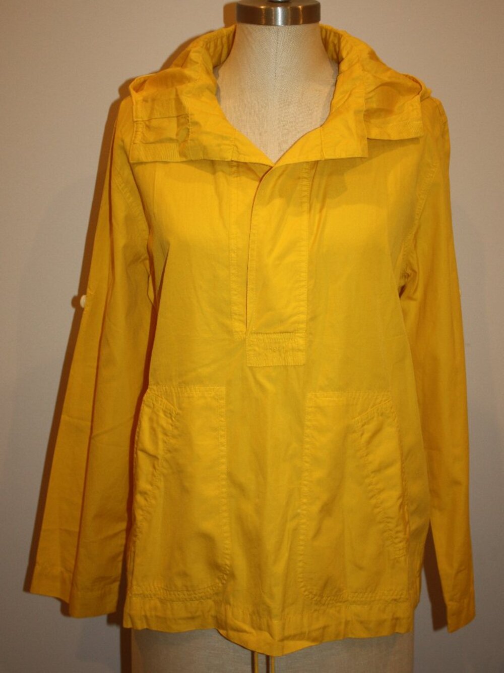 NWT J.CREW YELLOW LIGHTWEIGHT COTTON HOODED WINDBREAKER PARKA - XS 2 4
